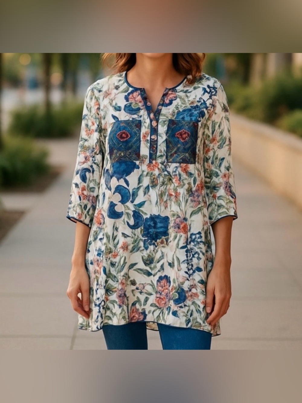 Fig and Flower Floral Botanical
Tunic Blouse